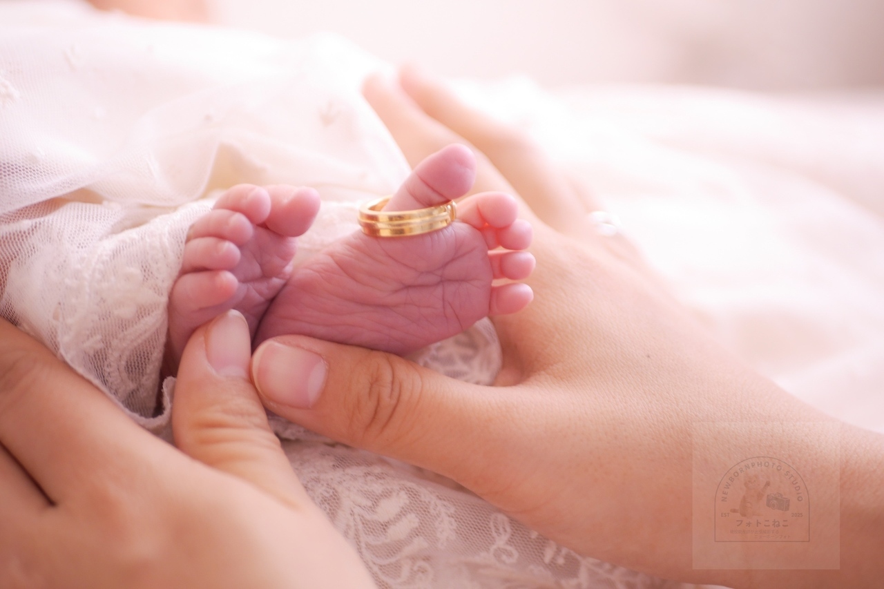 つくばみらい市 T谷さまご家族のニューボーンフォト。産前相談もでき、安心して撮影できた様子を記録した写真。